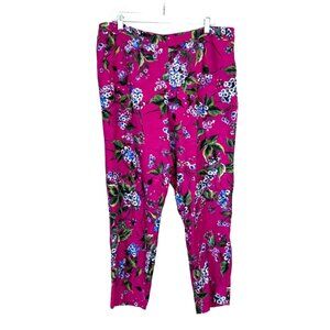 Escada Womens Floral Print Magenta Slim Fit Ankle Pants Pink Size 44 US 12